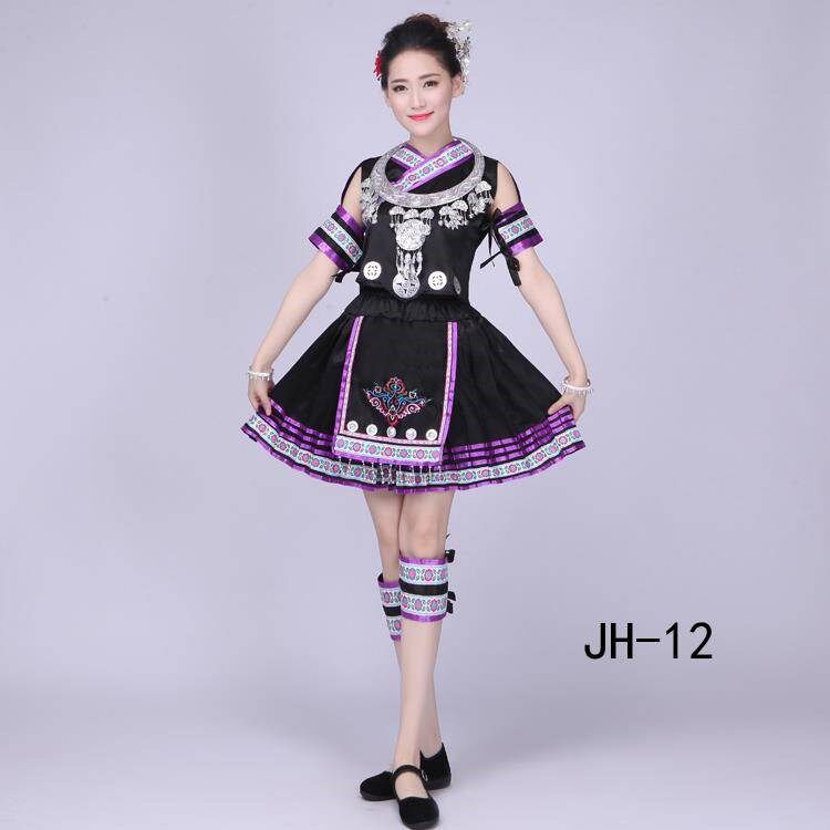 New Miao performance costumes Dong ethnic minority style black clothes Yao Zhuang dance costumes female embroidery
