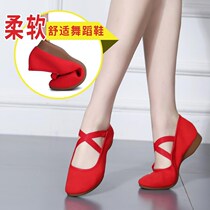 Square Dancing Shoes Women New Sails Shoes Adults Four Seasons Red Dancing Shoes Dance Shoes Low Heel Soft Undercloth Shoes Dancing Shoes