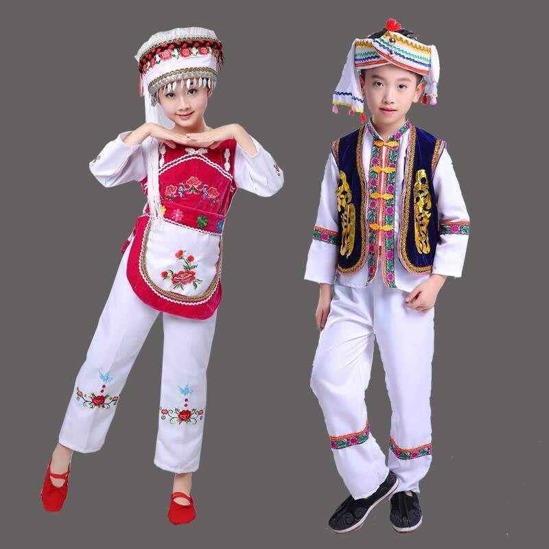 Adult 56 ethnic performances to serve children's white ethnic minority performance to serve boy white group parent-child clothing