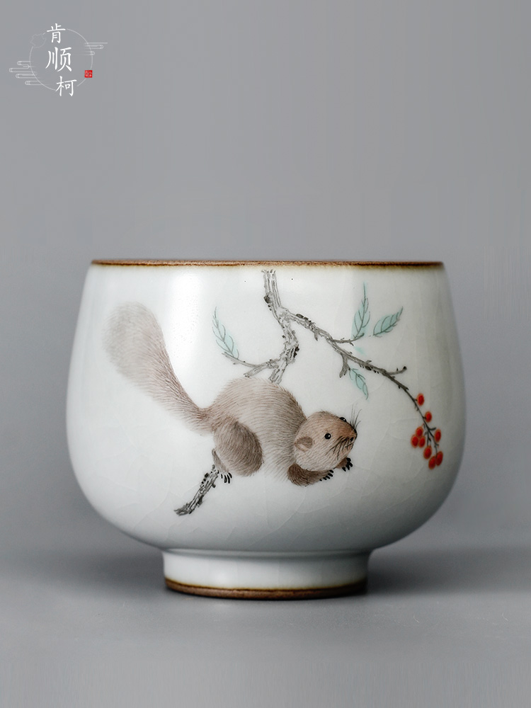 Your up kung fu tea cups jingdezhen hand - made master cup single glass ceramic sample tea cup pure manual squirrel tea