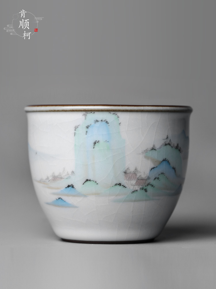 Jingdezhen your up CPU master cup of pure manual sample tea cup single CPU hand - made ceramic kung fu tea set a single landscapes