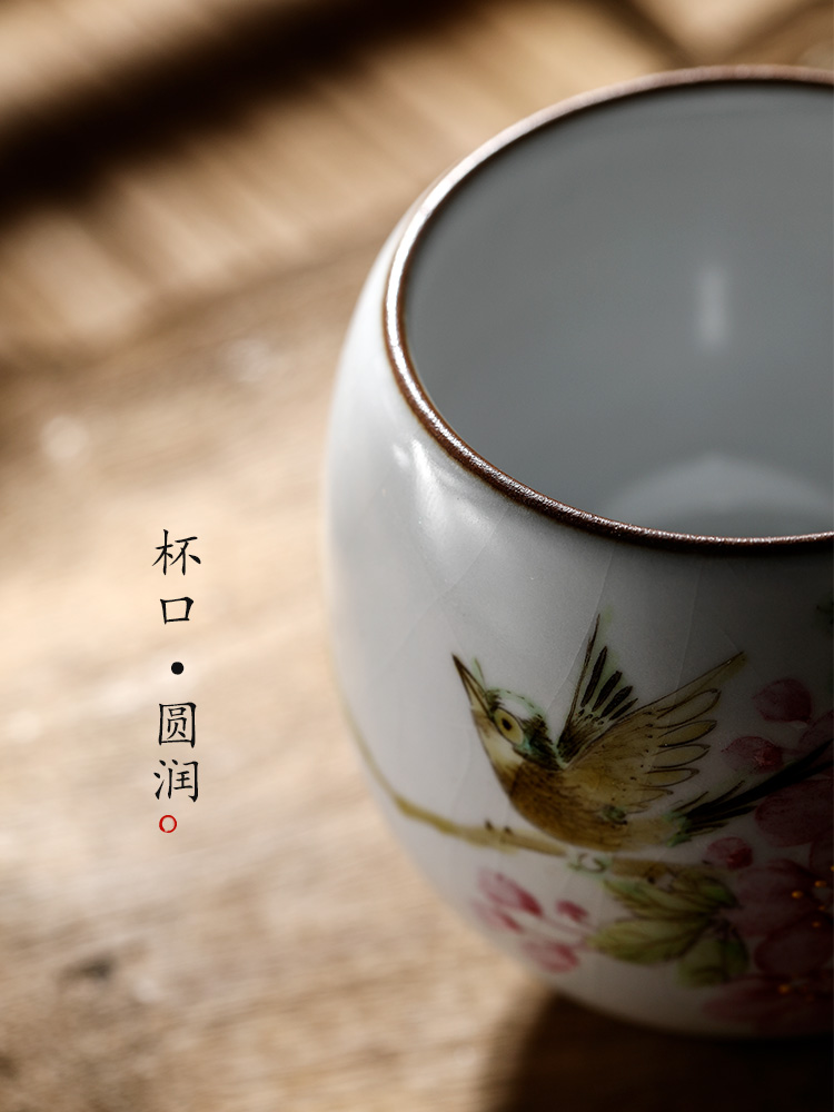 Jingdezhen your up hand - made peach blossom put water point kung fu master cup single cup of pure manual sample tea cup for cup ceramic cups