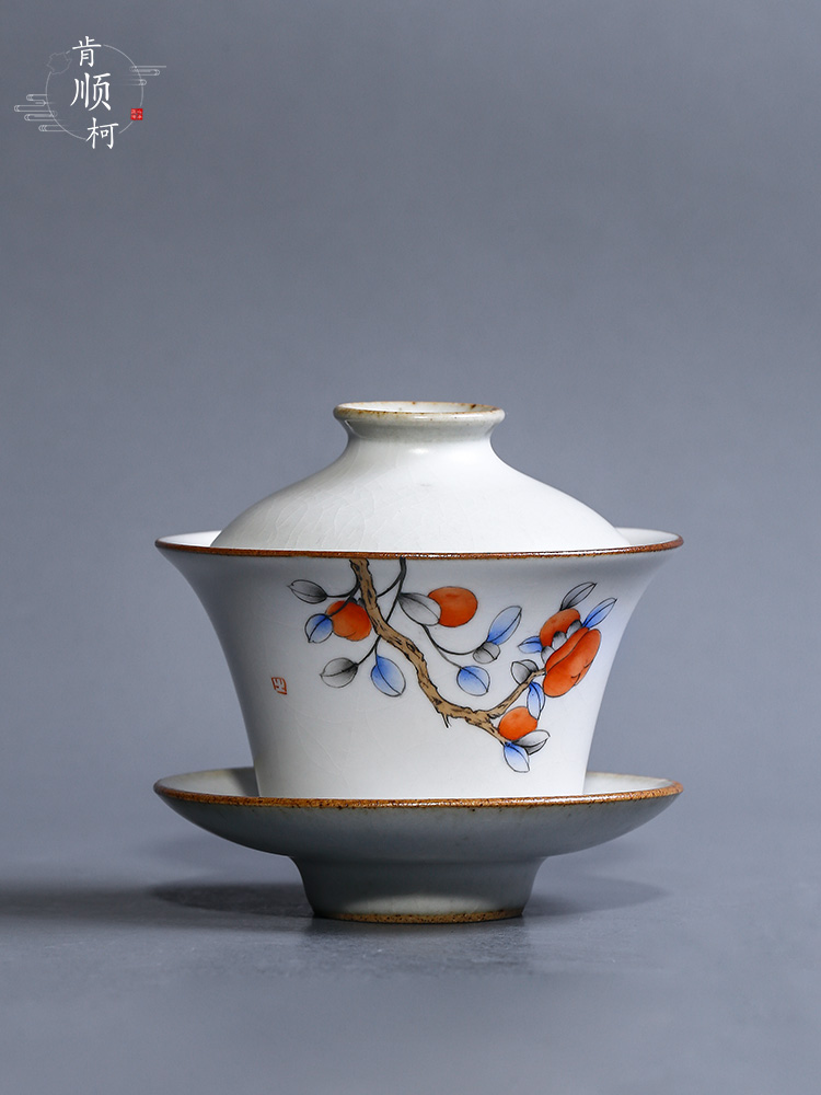 Your up hand - made persimmon only three tureen jingdezhen tea bowl with a single ceramic cups kung fu tea cup size