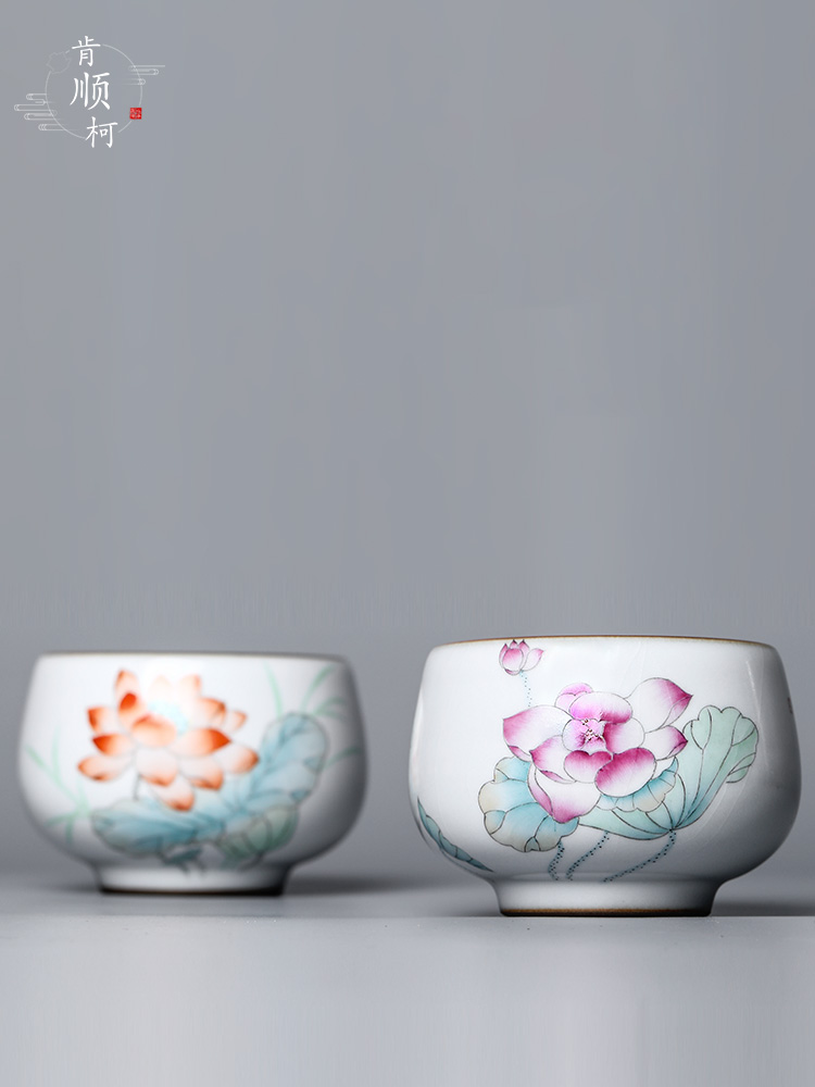 Master your up sample tea cup cup of pure manual single CPU jingdezhen ceramic hand - made kung fu tea lotus for a cup of tea