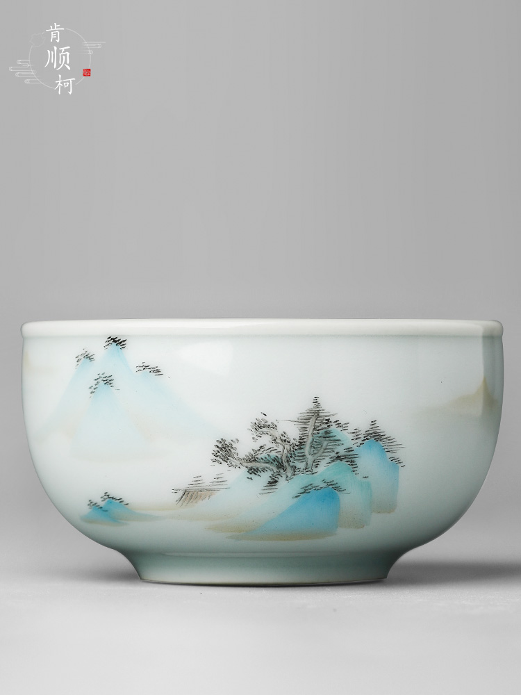 Hand - made scenery was master cup single CPU jingdezhen checking sample tea cup single kung fu ceramic cups of tea light