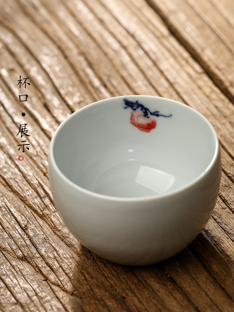 Jingdezhen hand - made antique porcelain teacup masters cup sample tea cup cup pure manual zodiac chicken kunfu tea tea set