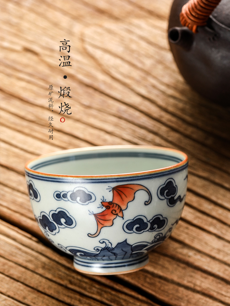 Blue and white master cup sample tea cup single cup tea pure manual jingdezhen ceramic cups single hand - made kung fu tea bowls