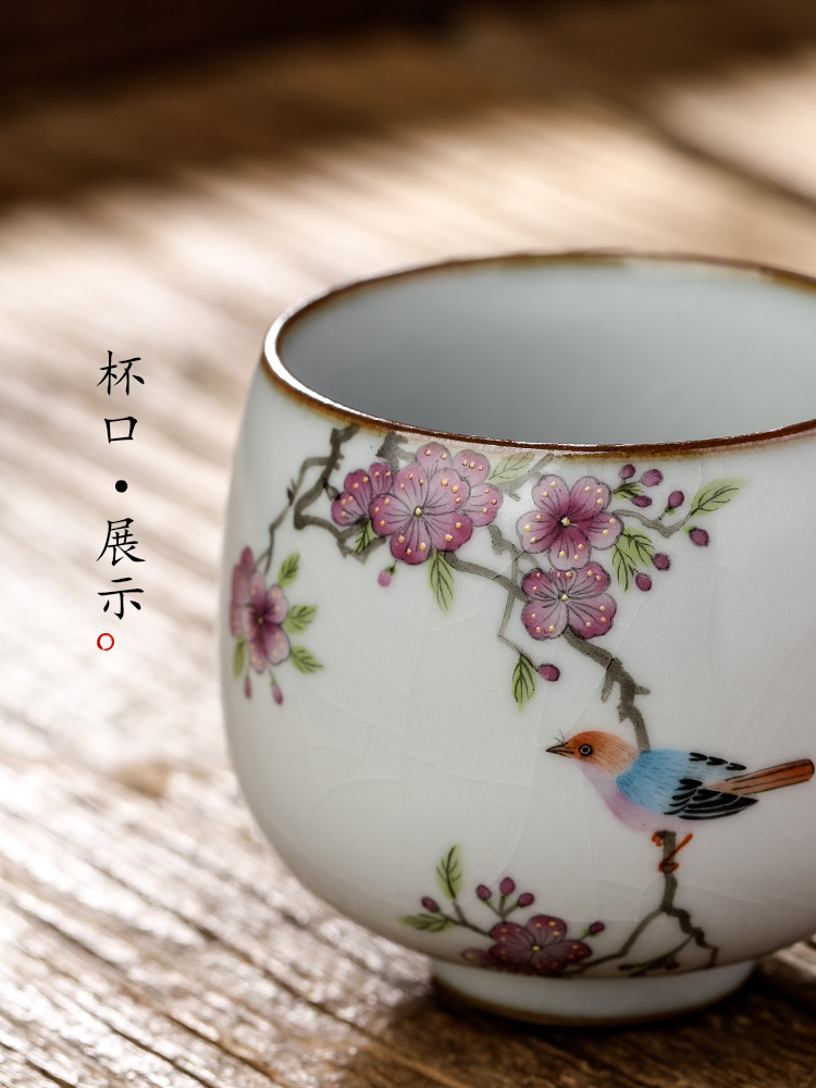 Your up kung fu master cup single cup pure manual jingdezhen ceramic cups sample tea cup tea set single hand draw flowers and birds