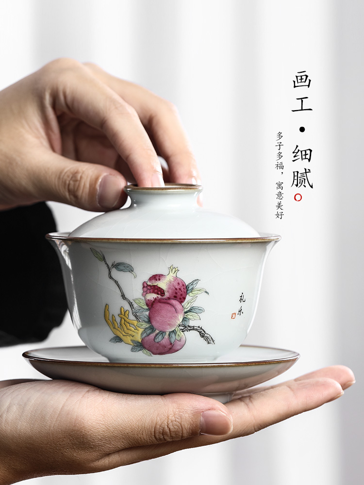 Jingdezhen your up only three tureen tea tea cups pure manual open the slice to use hand - made ceramic kung fu tea set