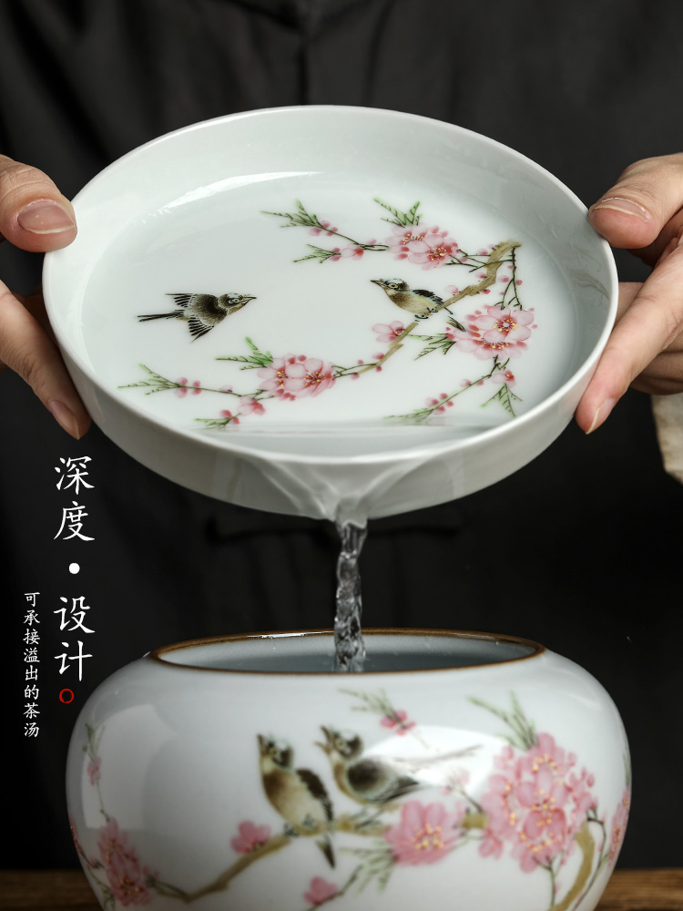 Jingdezhen Xu Jiaxing hand - made water points peach blossom put white porcelain tea pot of 12 water bearing dry mercifully checking tea tray was restoring ancient ways