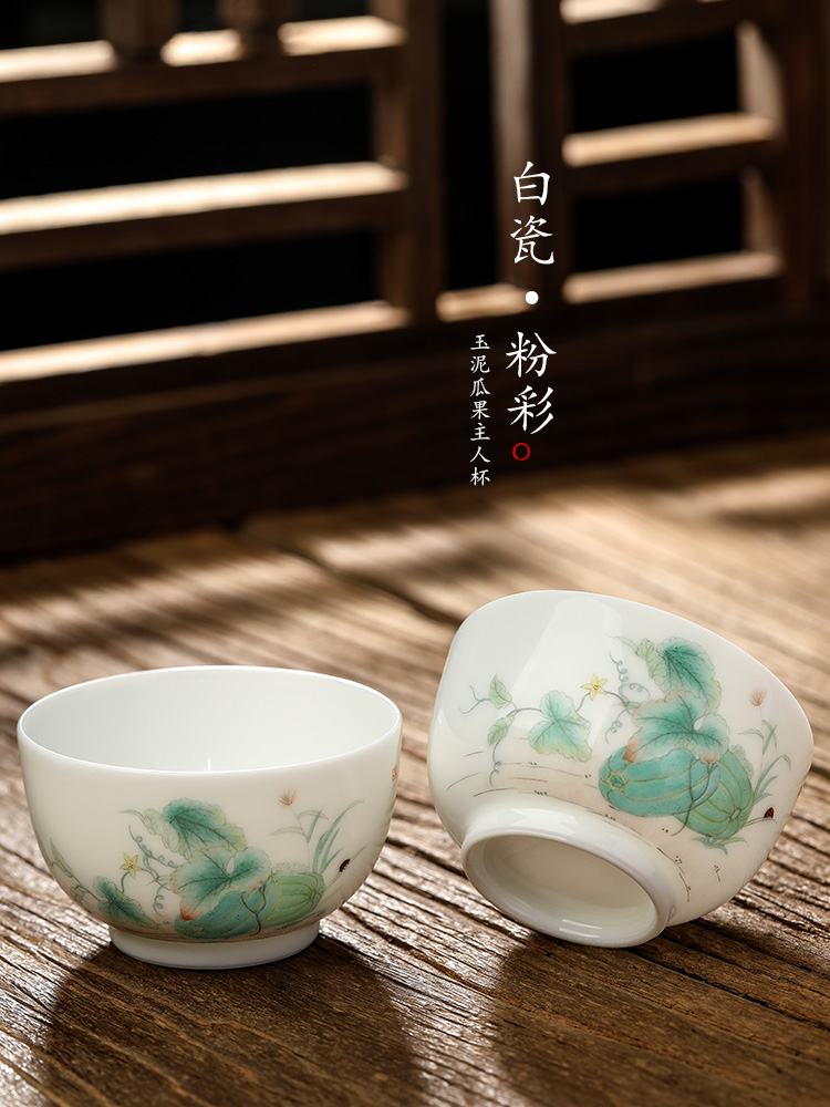 Jingdezhen pure manual white porcelain masters cup sample tea cup single CPU hand - made kung fu tea set ceramic cups of tea only light