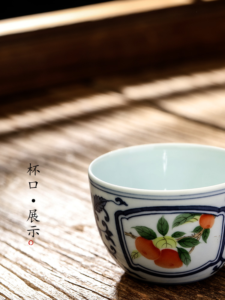 The Master cup single cup of jingdezhen blue and white porcelain tea sets hand - made teacup sample tea cup pure manual painting of flowers and kung fu tea urn