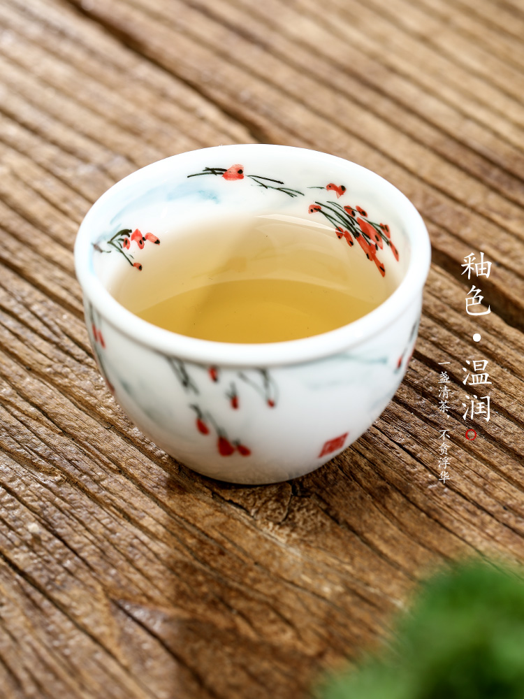 Jingdezhen checking ceramic cups white porcelain master cup single CPU kung fu tea urn sample tea cup single hand - made of the characters