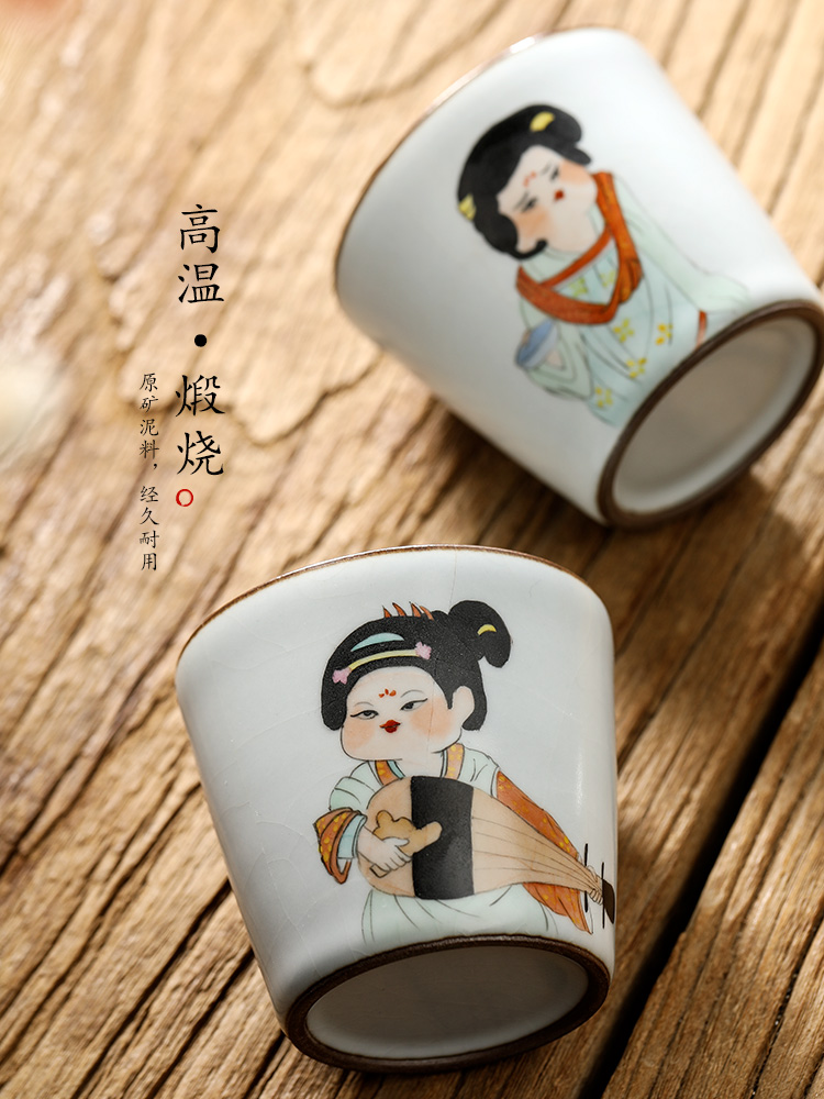 Pure manual your up jingdezhen tea cups master cup single CPU hand - drawn characters kung fu bowl sample tea cup in use