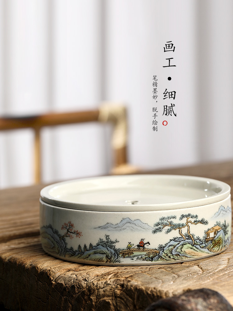 Plant ash glaze POTS ChengChun manual dry tea tray sets jingdezhen hand - made scenery figure water tea on tea table accessories