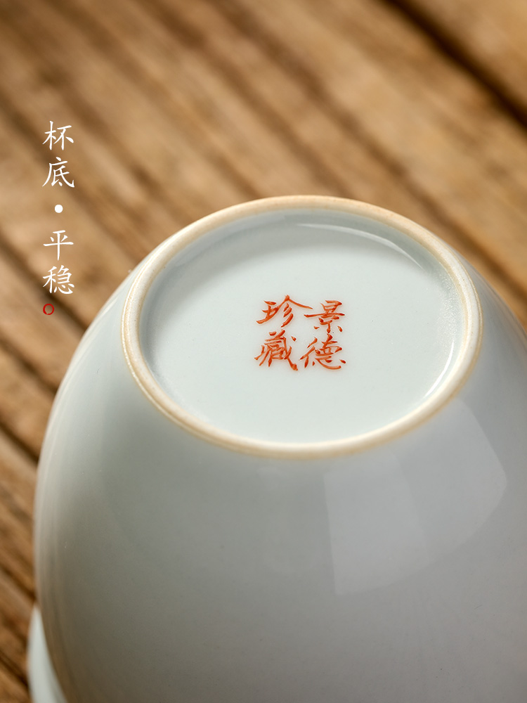 Jingdezhen ceramic masters cup single CPU kung fu tea set sample tea cup and tea cup to restore ancient ways, only pure manual painting of flowers and birds