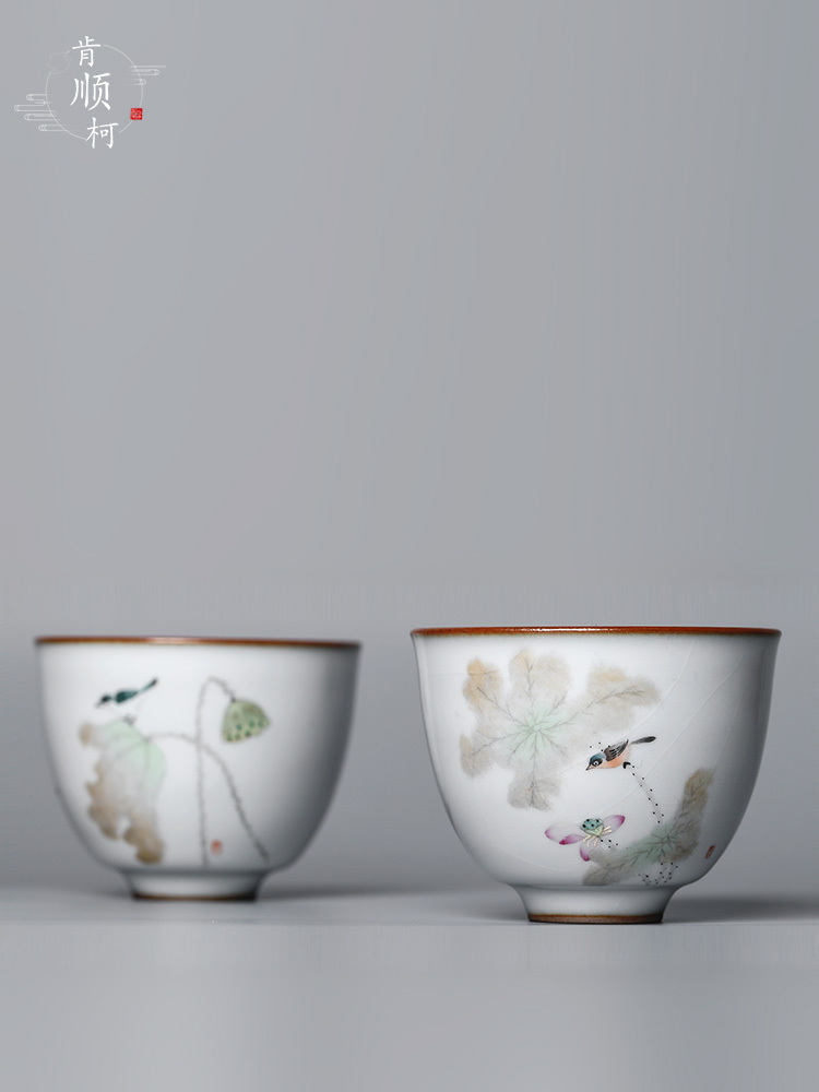 Your up with jingdezhen ceramic sample tea cup master cup single CPU getting pure manual hand - made teacup lotus birds for a cup of tea