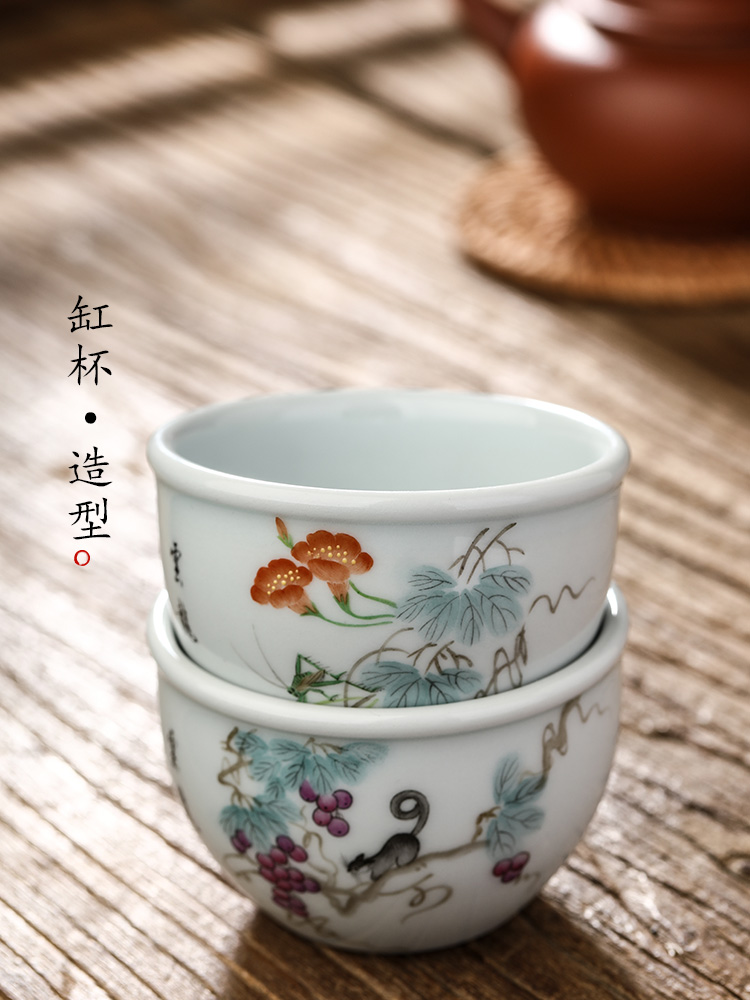 Pure manual kung fu tea set ceramic masters cup single CPU jingdezhen hand - made sample tea cup tea urn only antique tea cups