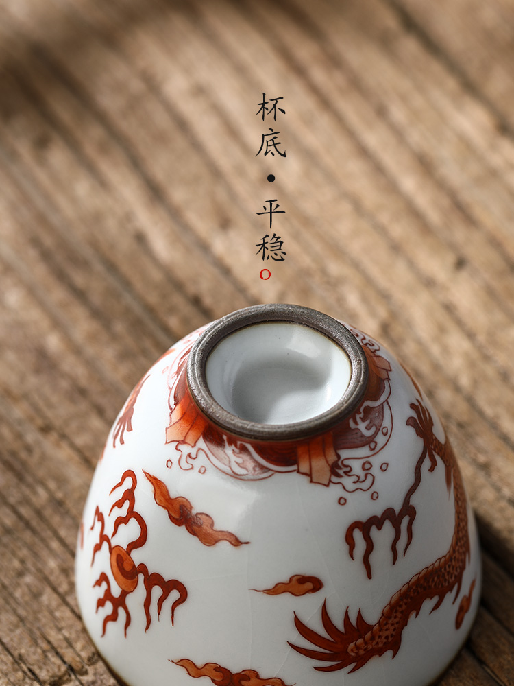 Your up hand - made zodiac dragon master cup single CPU jingdezhen checking ceramic cup sample tea cup men 's kung fu