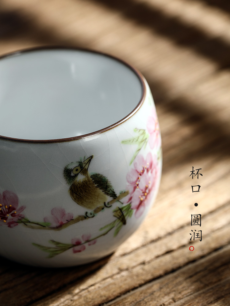 Your up kung fu tea cups jingdezhen hand - made peach blossom put water point master cup single cup pure manual up sample tea cup only