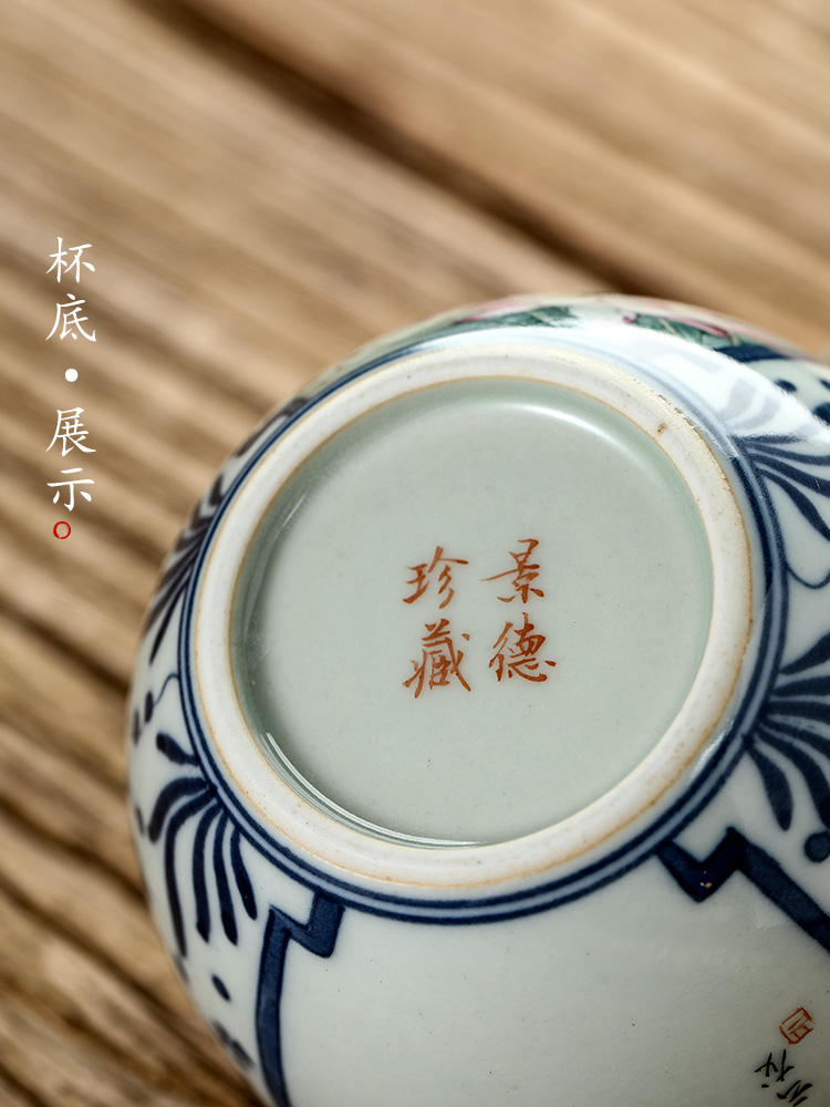 Jingdezhen porcelain bird kung fu master cup single CPU hand - made lotus cup sample tea cup single checking ceramic cup