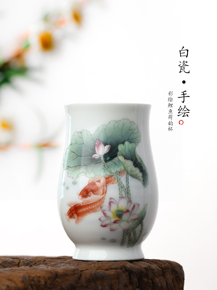 Jingdezhen porcelain hand - made kung fu master cup sample tea cup single cup of pure manual ceramic tea set single cups of tea light