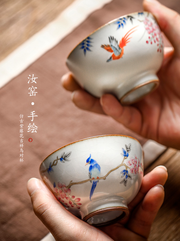 Jingdezhen hand - made master cup checking ceramic cups sample tea cup your up painting of flowers and high - end household utensils for cup