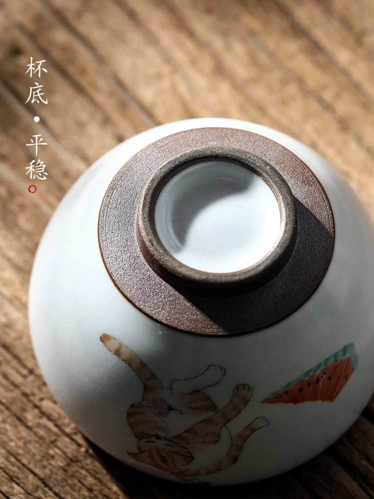 Your up hand - made master kung fu tea cup pure manual jingdezhen ceramic sample tea cup cup single CPU single cats tea sets