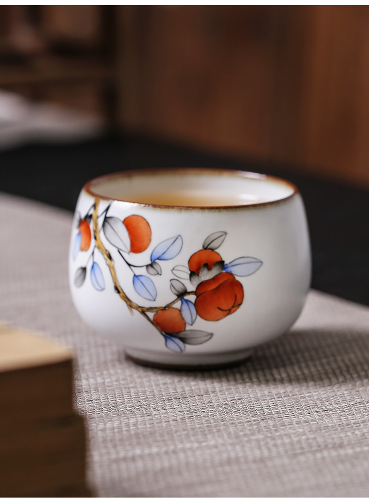 Jingdezhen ceramic single CPU master kung fu tea cups cup hand - made persimmon persimmon satisfied sample tea cup pure manual your up tea sets