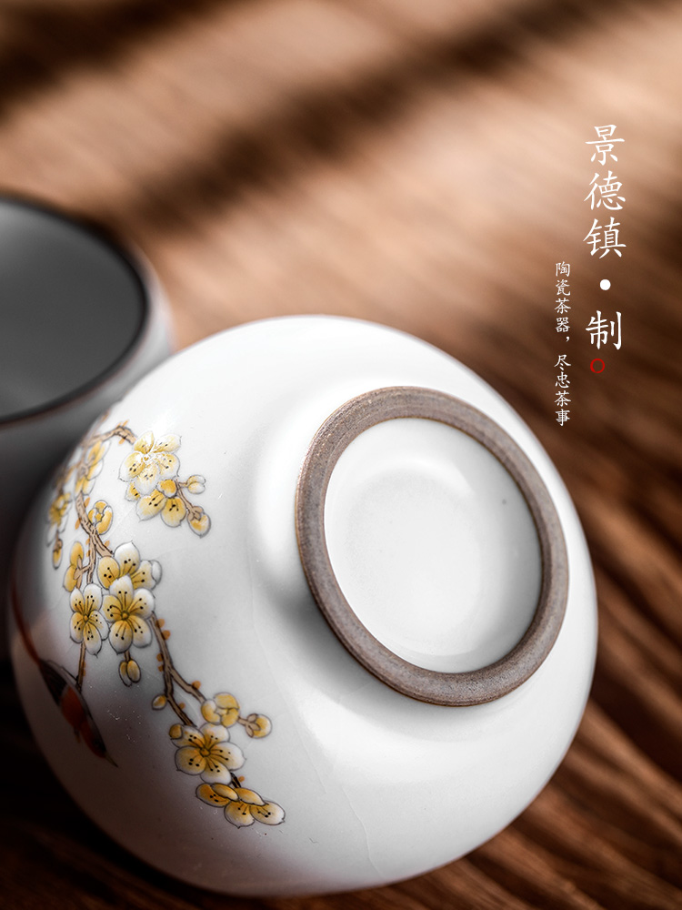 Your up tea sample tea cup, master cup single CPU getting jingdezhen ceramic hand - made kung fu tea cup almond flowers for a cup of tea