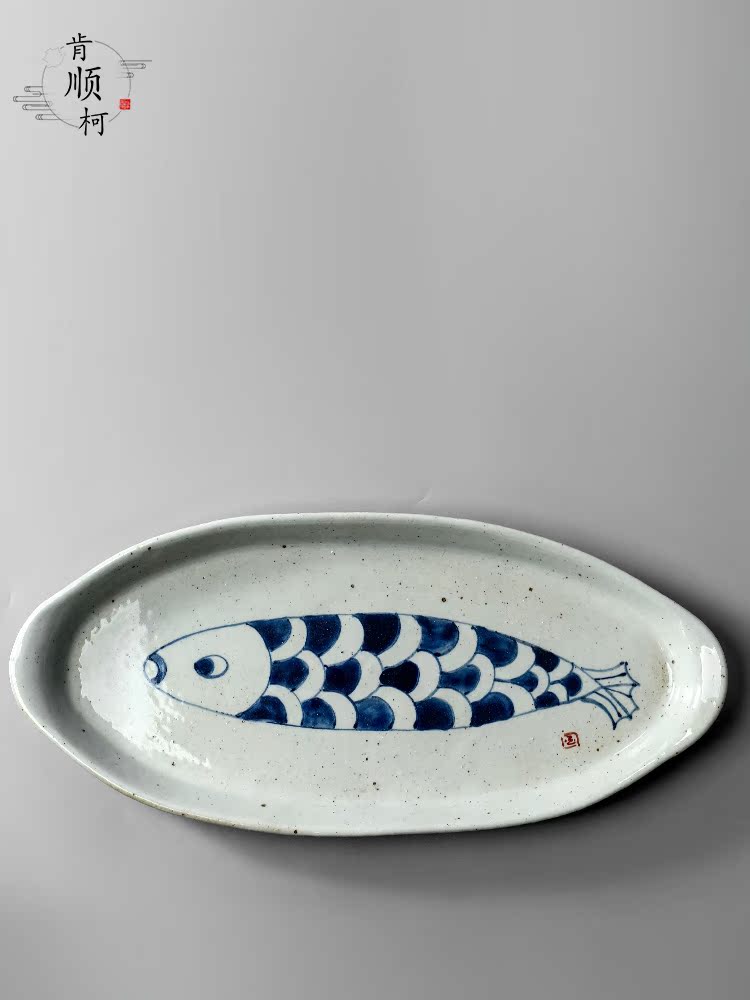 Jingdezhen porcelain tea tray was checking pot of bearing dry Taiwan Japanese ancient ceramic tea bearing hand - made large fish dishes