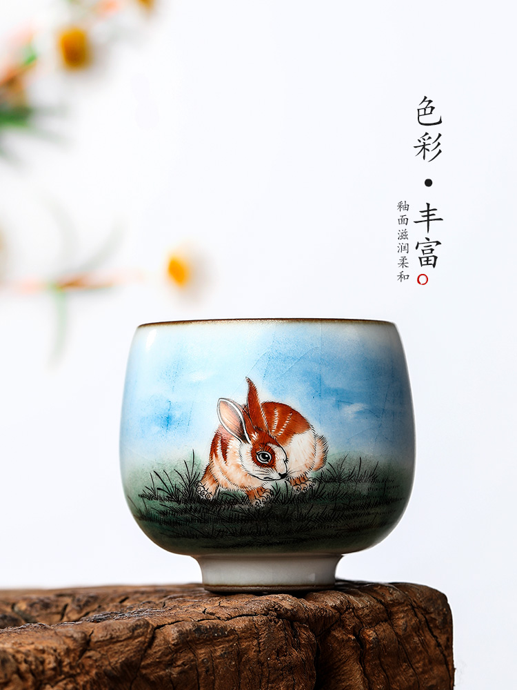 Your up with jingdezhen ceramic tea set master cup single cup men 's hand - made big kung fu tea sample tea cup only