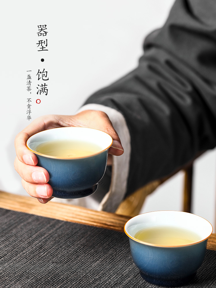 Jingdezhen ji the qing checking high - end single ceramic cup kongfu master cup single cup tea tea set gift box