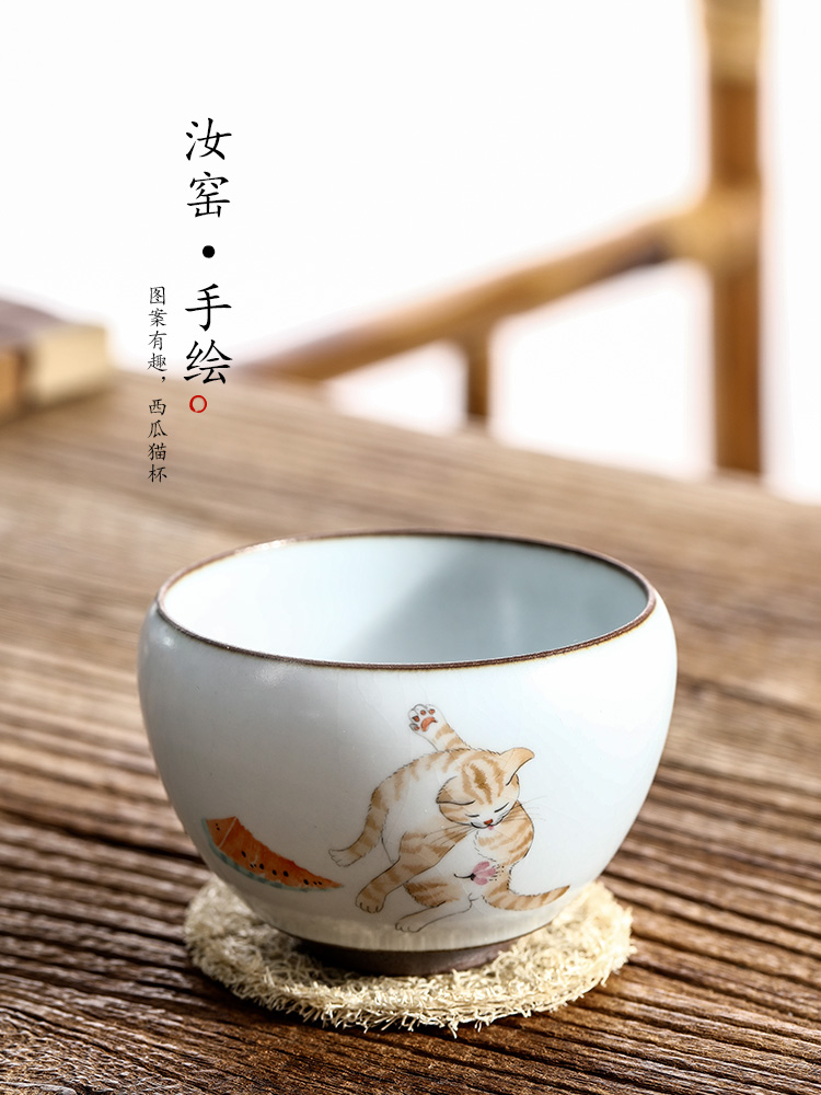 Your up hand - made master kung fu tea cup pure manual jingdezhen ceramic sample tea cup cup single CPU single cats tea sets