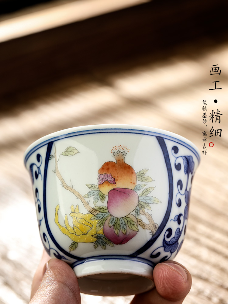 Checking porcelain masters cup single CPU jingdezhen ceramic kung fu tea cups sample tea cup only hand - made peach tea sets