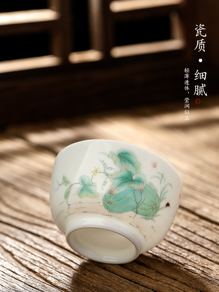 Jingdezhen pure manual white porcelain masters cup sample tea cup single CPU hand - made kung fu tea set ceramic cups of tea only light