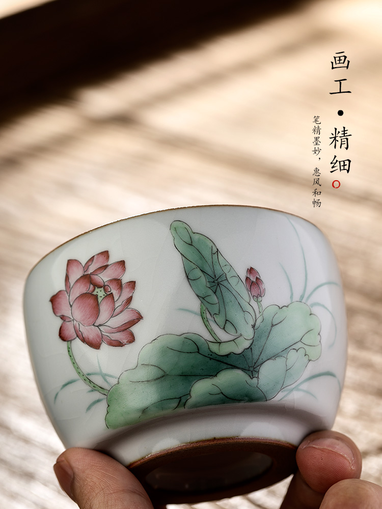 Jingdezhen ceramic kung fu ru up market metrix who hand made lotus cup single cup tea sample tea cup pure manual single tea urn