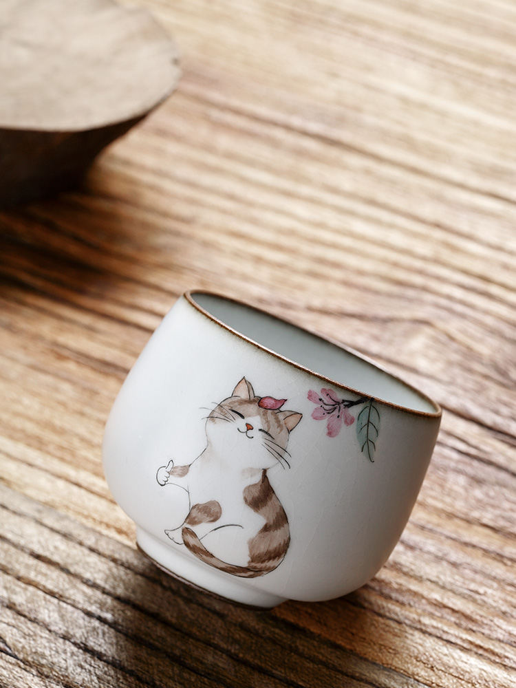 The Master cup single CPU female hand your up with jingdezhen ceramic sample tea cup cat kung fu tea cup single checking tea set