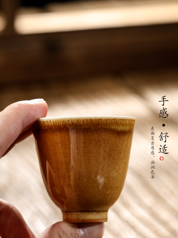 Jingdezhen kongfu tea master cup single cup pure manual firewood sample tea cup single color glaze ceramic cups