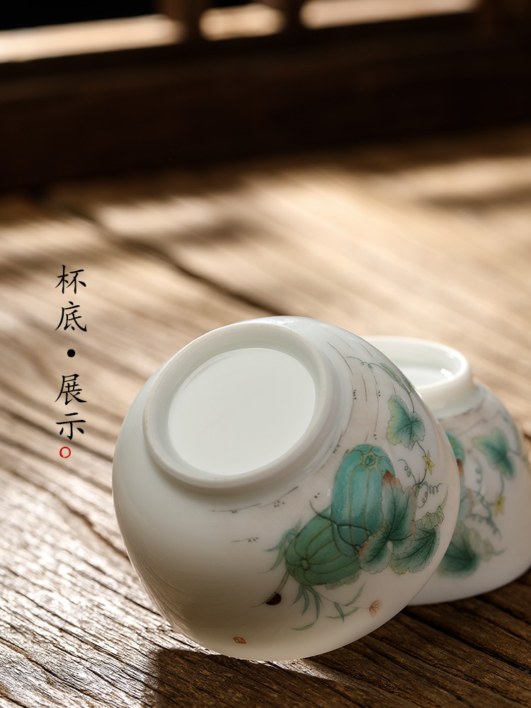 Jingdezhen pure manual white porcelain masters cup sample tea cup single CPU hand - made kung fu tea set ceramic cups of tea only light