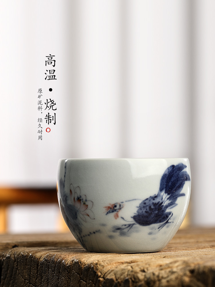 Jingdezhen hand - made antique porcelain teacup masters cup sample tea cup cup pure manual zodiac chicken kunfu tea tea set