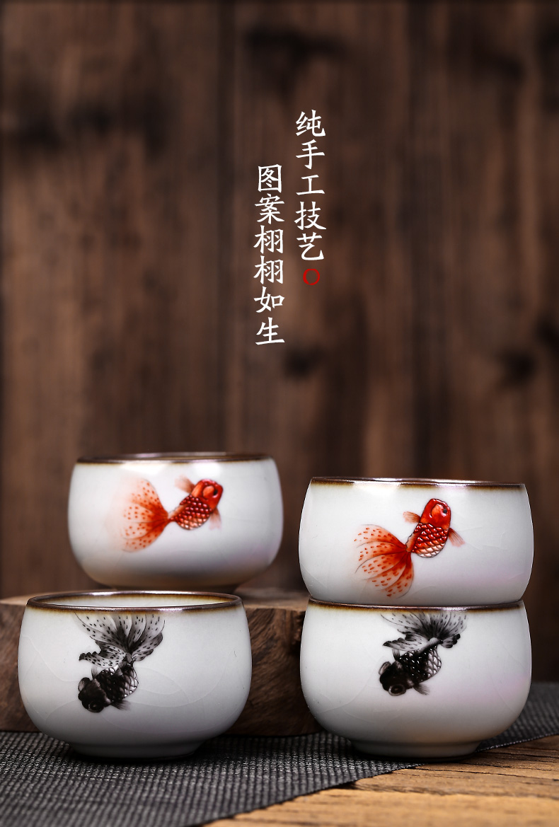 Your up hand - made goldfish masters cup for cup checking ceramic sample tea cup single cup tea sets jingdezhen kung fu tea cups