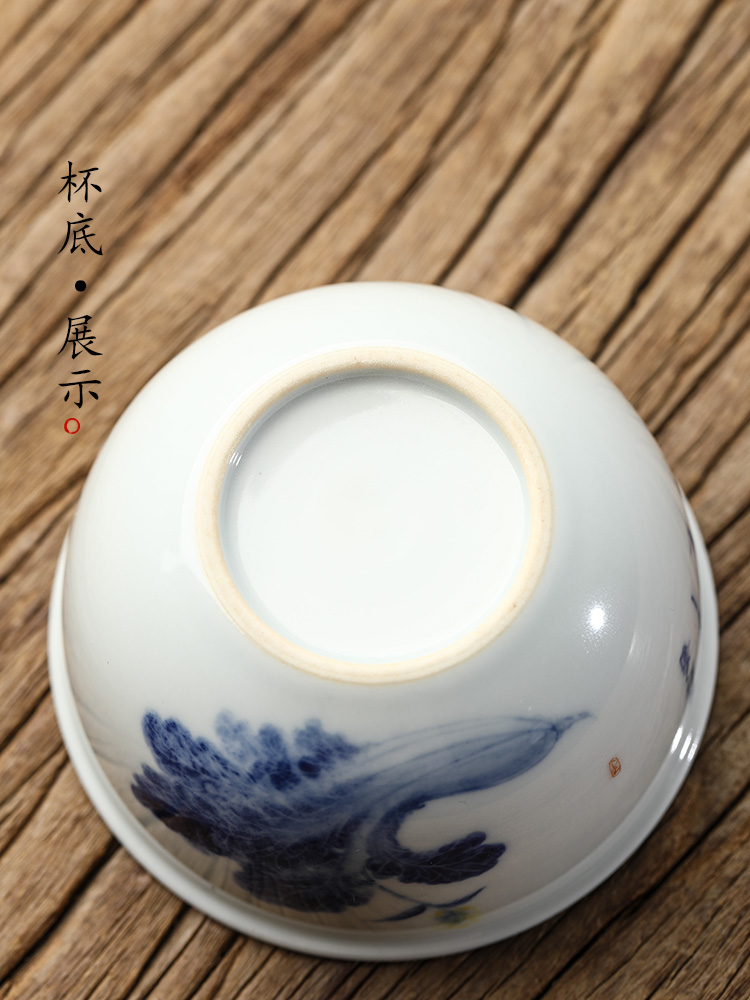 Jingdezhen porcelain teacup master cup single CPU hand - made white porcelain bowl sample tea cup single pure manual kung fu tea set