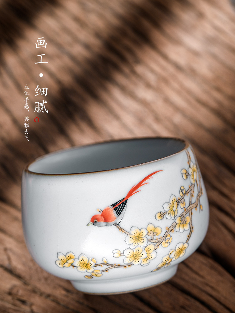 Your up tea sample tea cup, master cup single CPU getting jingdezhen ceramic hand - made kung fu tea cup almond flowers for a cup of tea