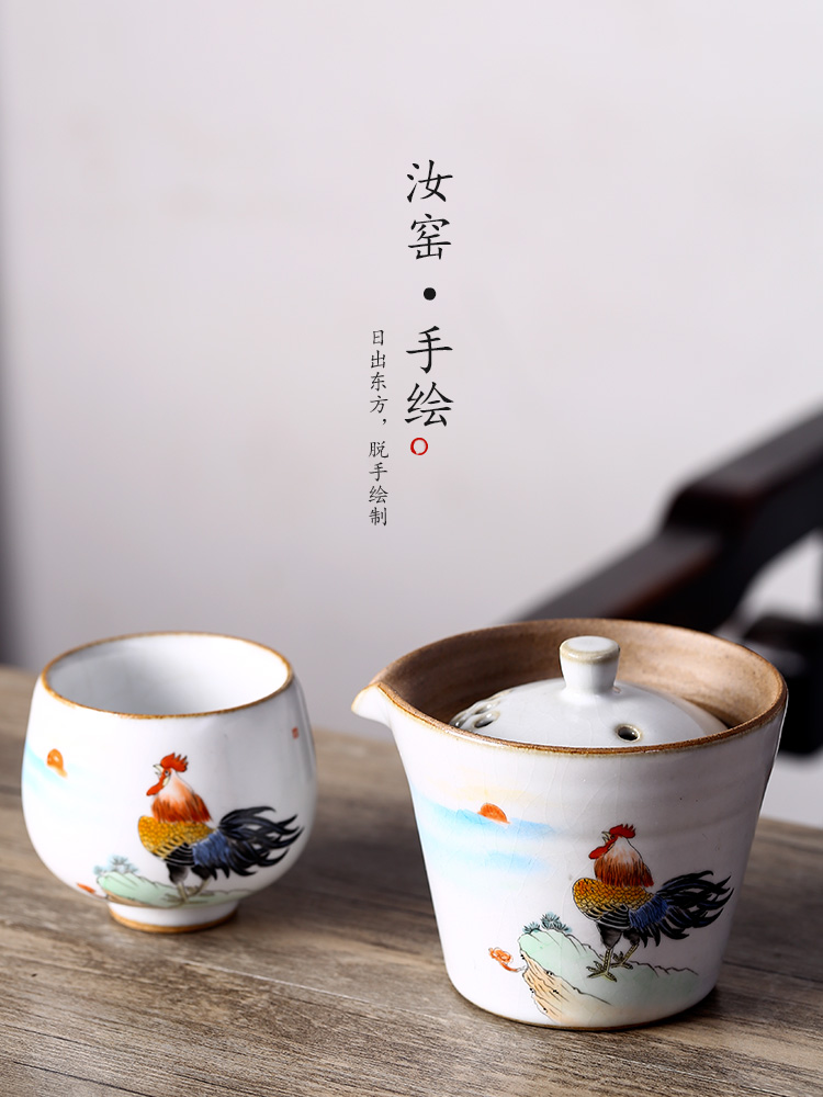 Jingdezhen kung fu tea bowl no riding tureen your up hand - made big cups chicken hand grasp pot of hot tea