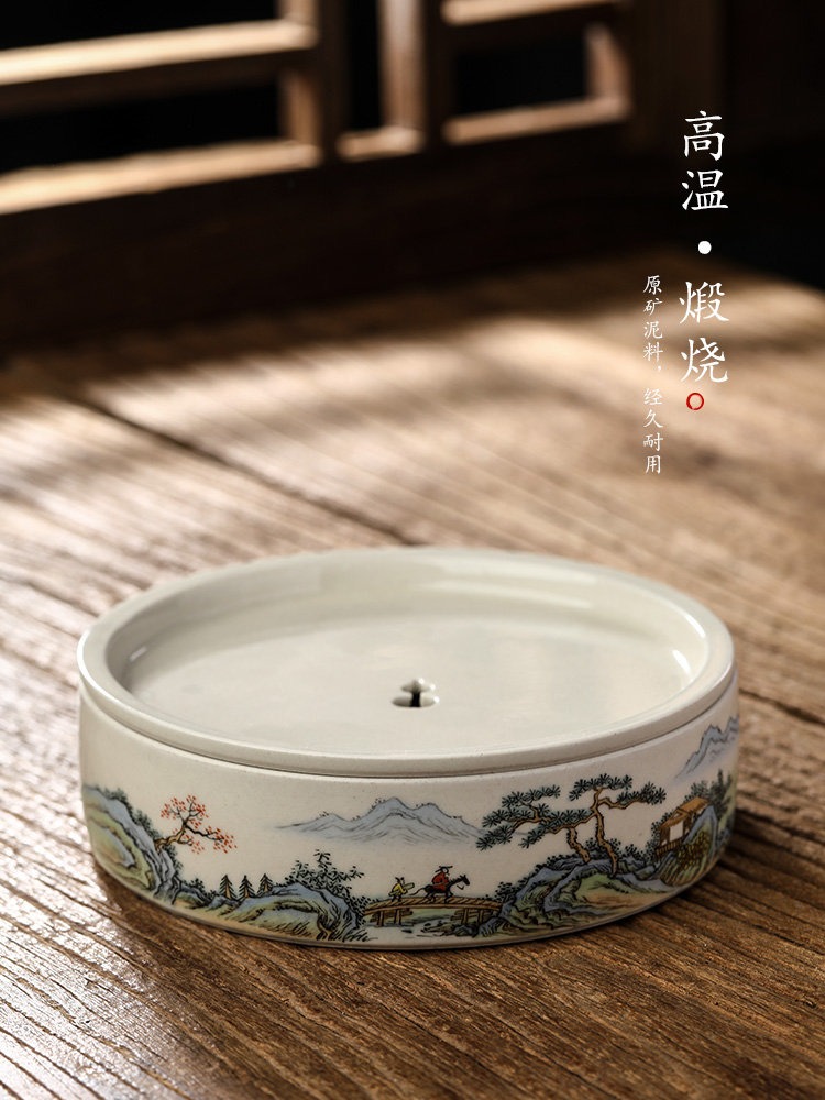 Plant ash glaze POTS ChengChun manual dry tea tray sets jingdezhen hand - made scenery figure water tea on tea table accessories