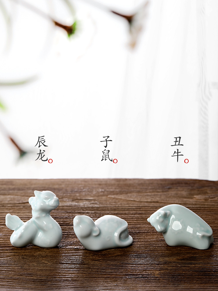 Pure manual pet jingdezhen shadow blue glaze tea worm creative tea table furnishing articles fine ceramic zodiac