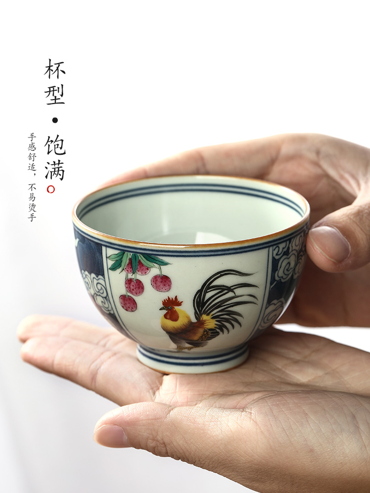 Jingdezhen blue and white hand - made kung fu tea cups pure manual master cup sample tea cup tea cup ceramic zodiac