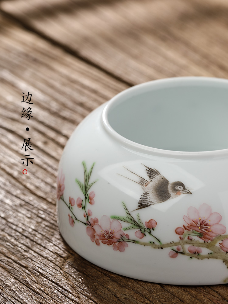 Jingdezhen pure manual hand some peach blossom put tea water wash water building ceramic water home writing brush washer water jar tea machine accessories