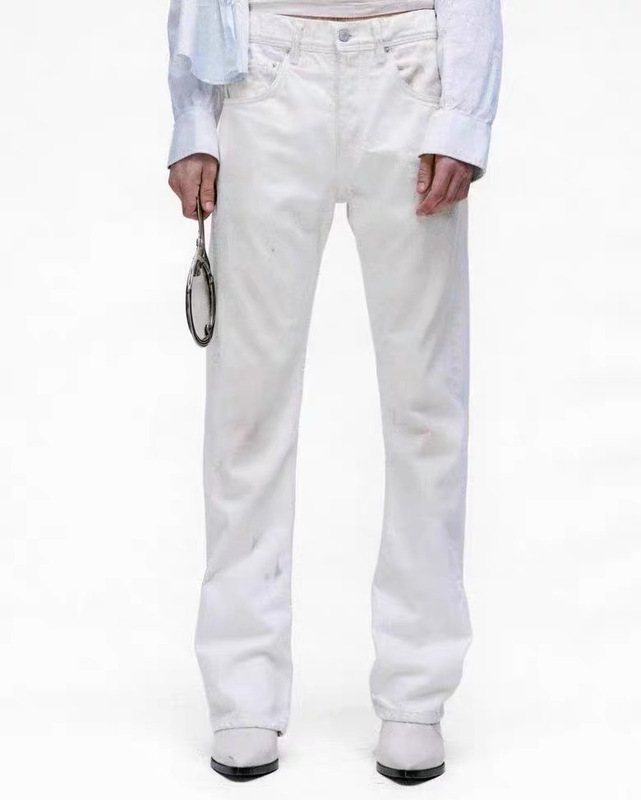 In Stock Erd25Ss Flared Melancholic Light Beige Mud-Dyed Flared Low-Rise Washed Denim Jeans
